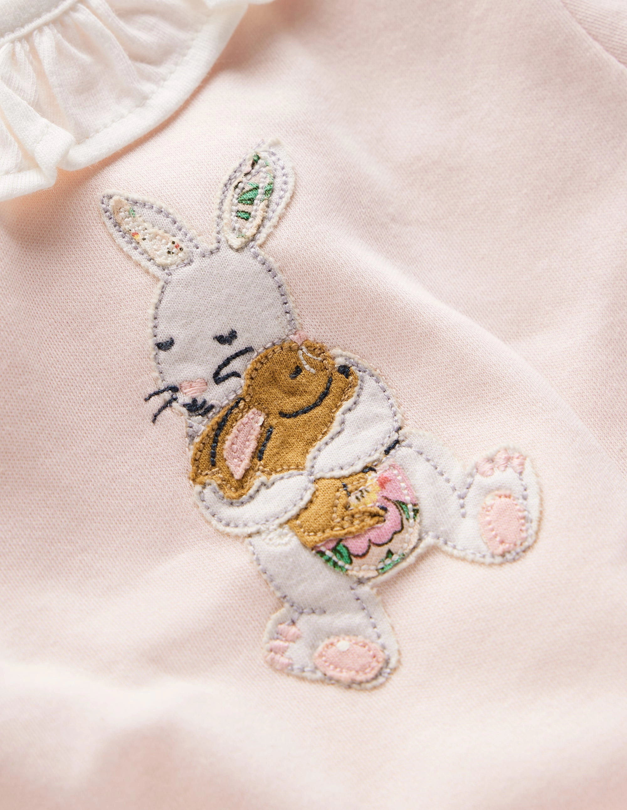 AntiStaticFabric Fade Resistant Coating Ruffle Neck T-Shirt-Chalk Pink