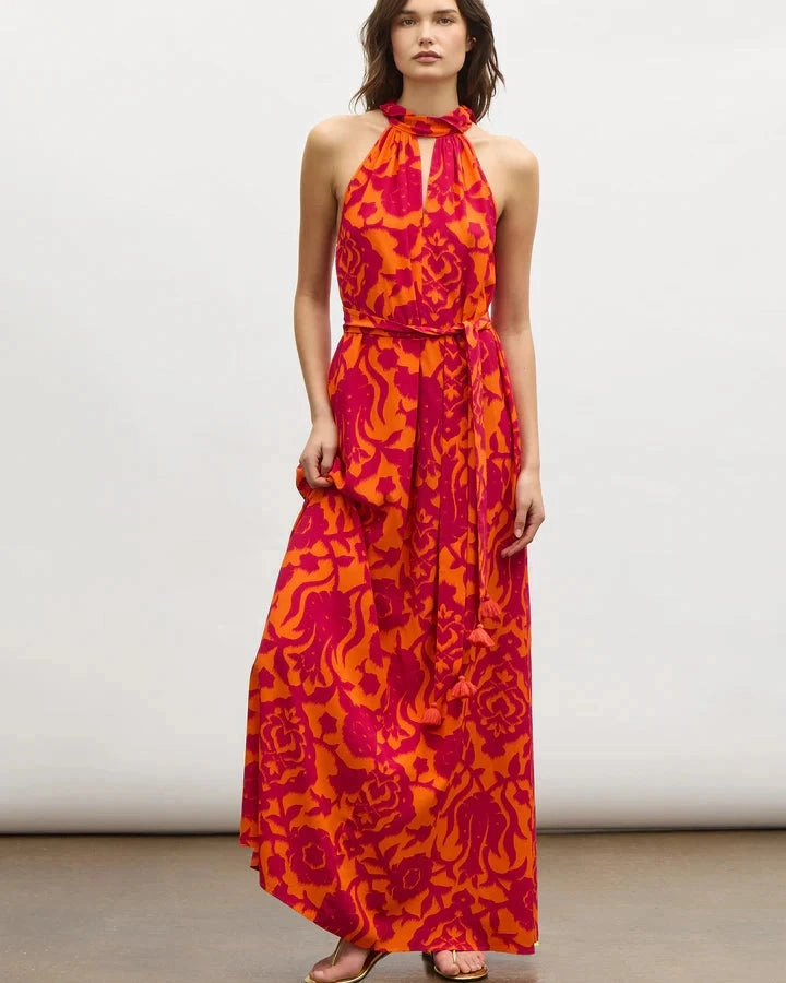 Yvette Dress Caspian Garden Spice Orange Grace Vibe