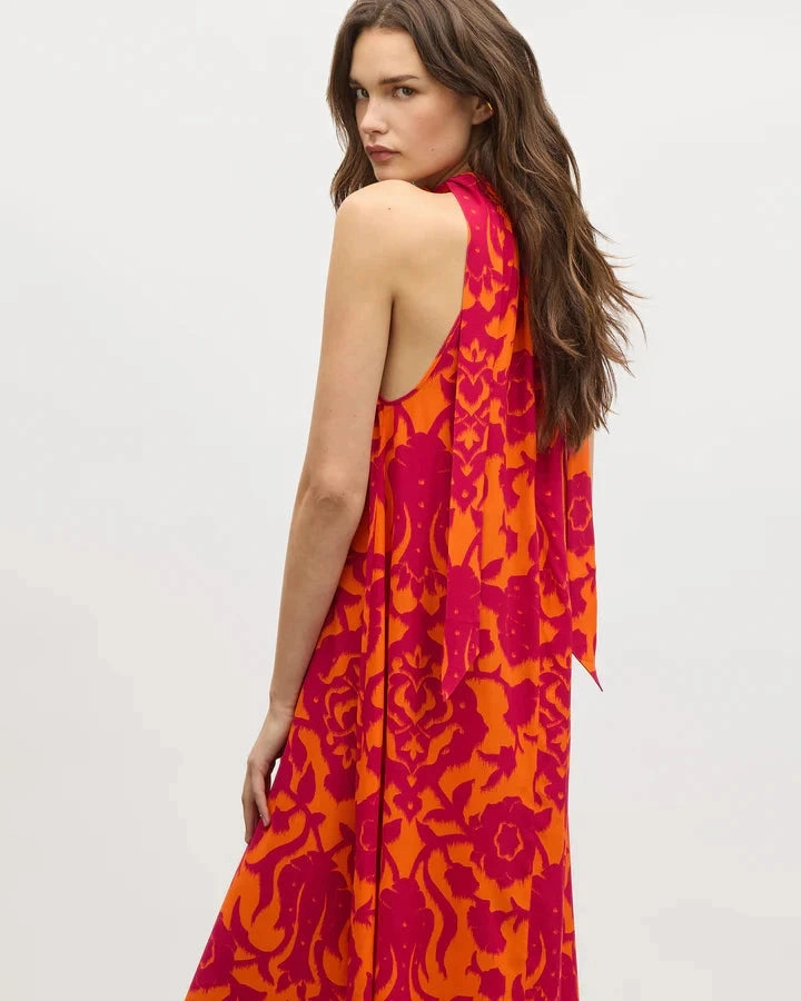 Yvette Dress Caspian Garden Spice Orange Social Ease Smooth-Lining