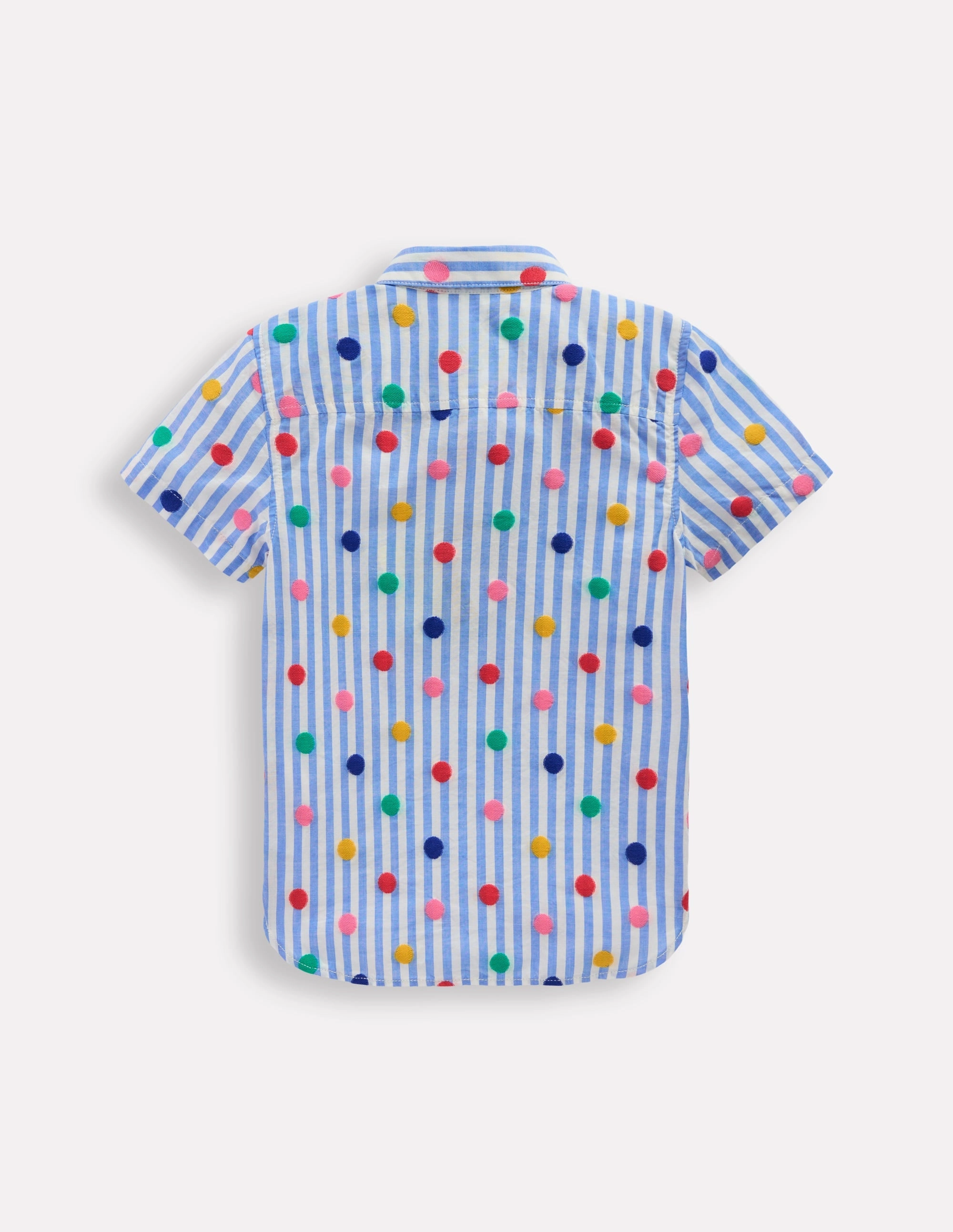 Fun Cotton Shirt-Peacock Plume Blue Spot Button Down Collar