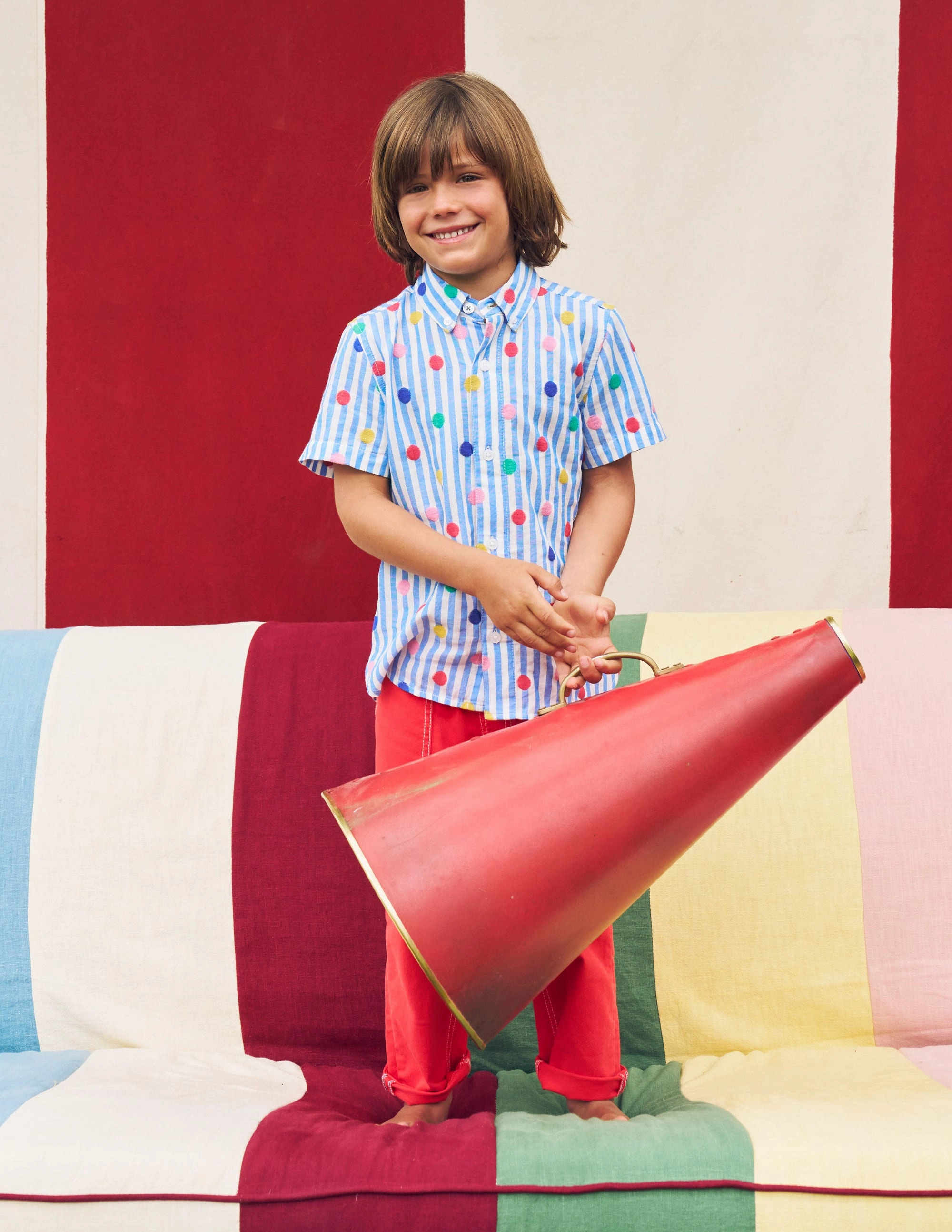 Fun Cotton Shirt-Peacock Plume Blue Spot Retro Style AdaptiveFitFabric